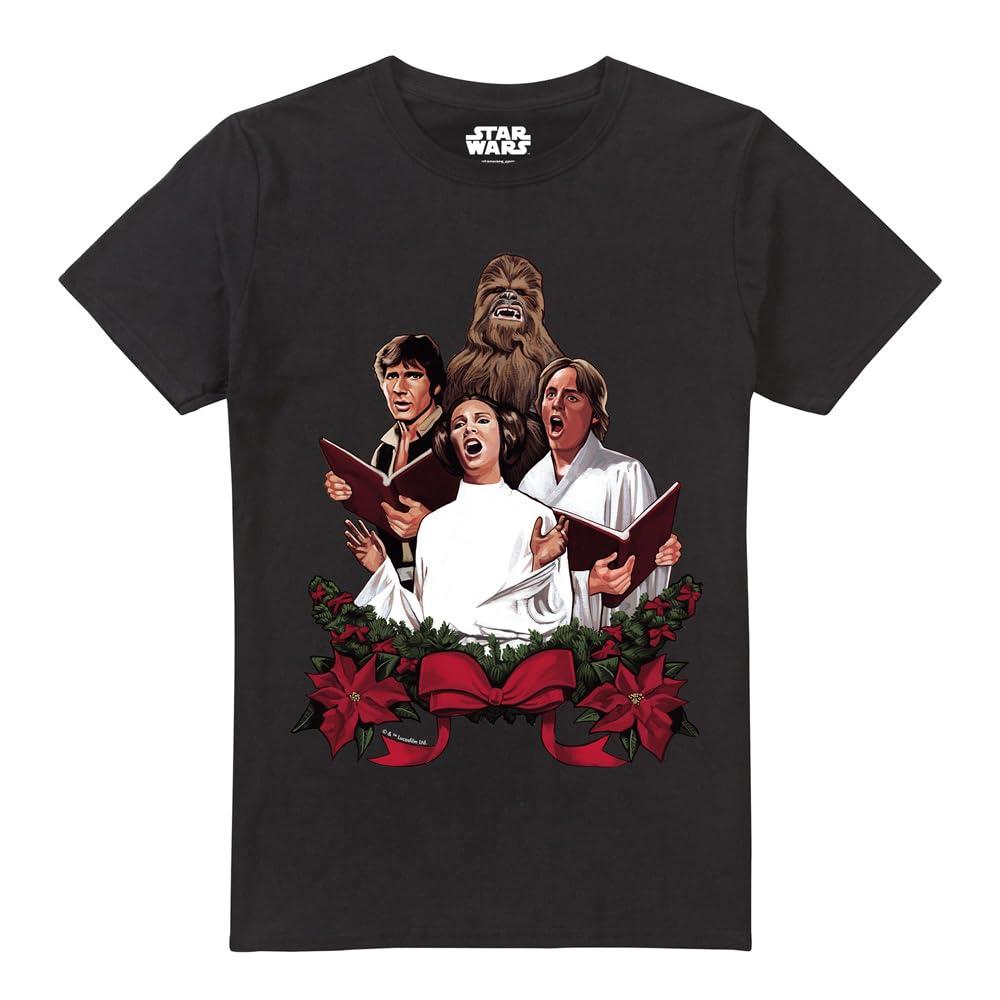 Star Wars Mens Carol Singers T-Shirt XL zwart