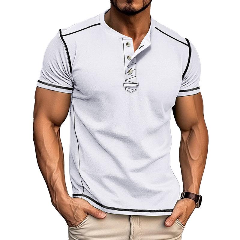 Phoca largha Men's Short Sleeve Henley Shirts Summer Button T-Shirts Casual Basic Tee Soild T-Shirts Soft Comfortable Tops Classic Athletic Fit Tee Shirt for Men XL wit