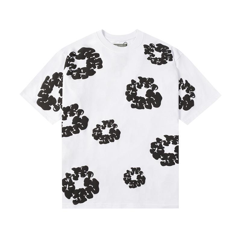 StrideBox 2024 Classic Kapok Foam Print Unisex Loose Round Neck T-Shirt Small wit