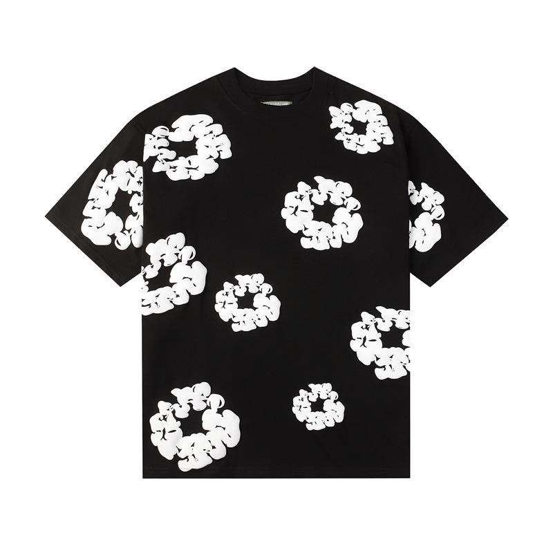 StrideBox 2024 Classic Kapok Foam Print Unisex Loose Round Neck T-Shirt Small zwart