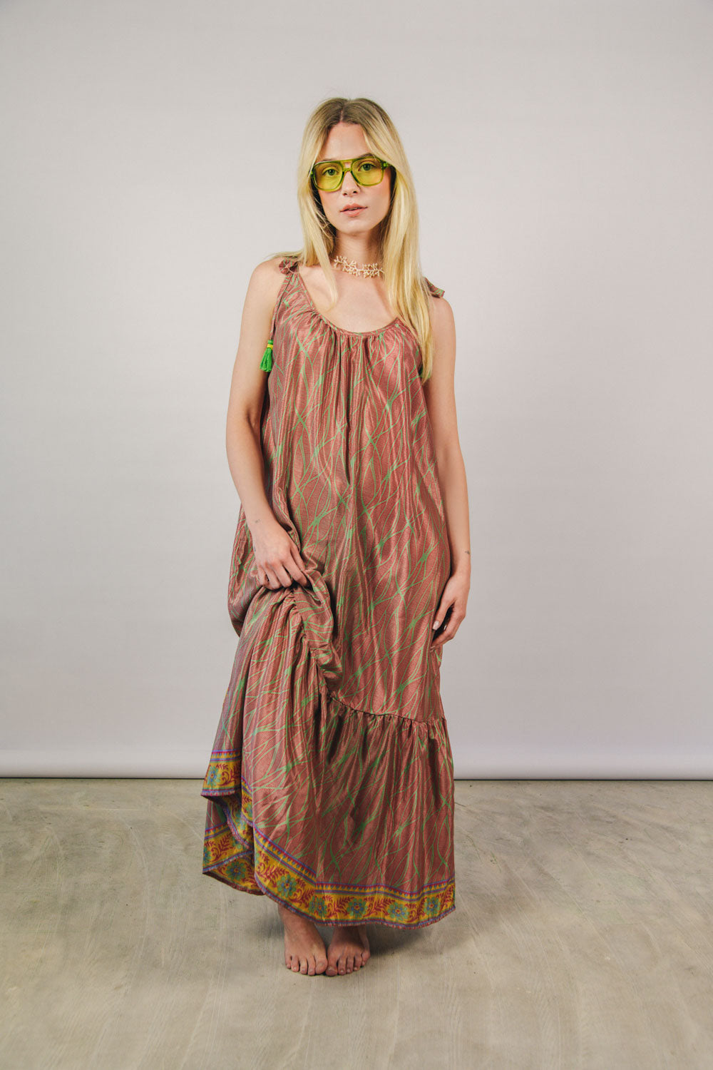 El.rÃ©sidu Damen vegan Kleid Myra GrÃ¼n/Rot