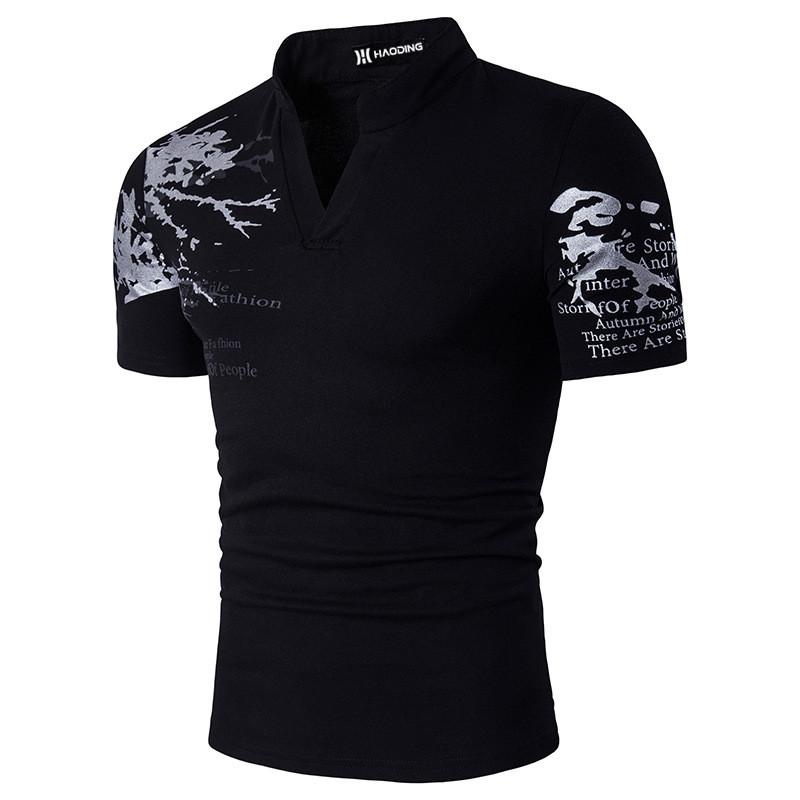Bengbukulun Nieuw zakelijk T-shirt met korte mouwen voor heren, zomer bedrukt casual ademend T-shirt met V-hals M