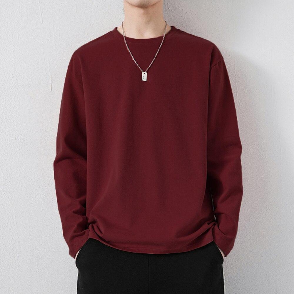 King Billion 100% Katoen Merk Kwaliteit Heren T-shirt Effen Kleur Dress Up Man Lange mouwen Pure Kleur Dames t-shirt T-shirts Voor Mannen Tops US XXXL bordeaux