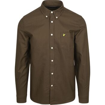 Lyle And Scott Overhemd Lange Mouw  Lyle Scott Shirt Plain Oxford Olive
