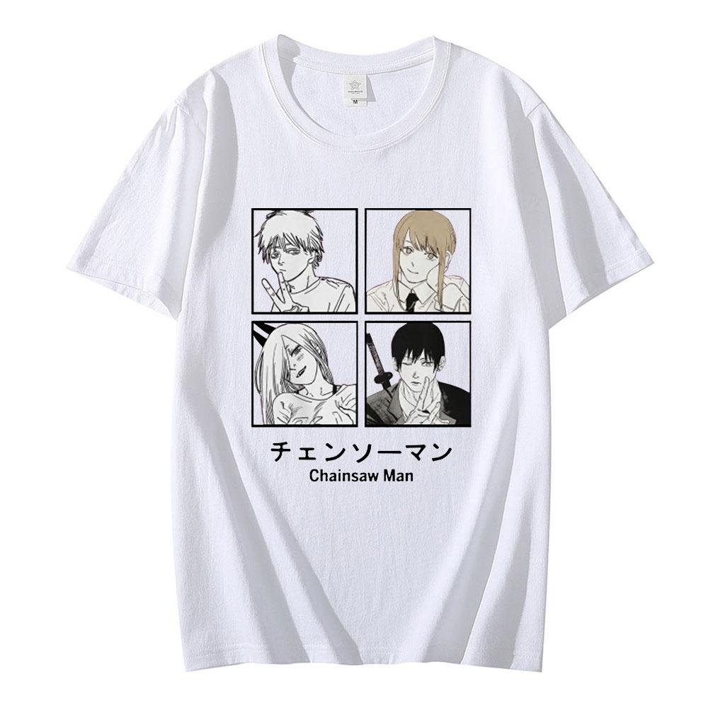 Limindong Fashoion Chainsaw Man Makima T-shirt Heren Grafisch T-shirt Korte Mouw Anime Manga Denji T-shirt Coole Tee Tops Streetwear 3XL