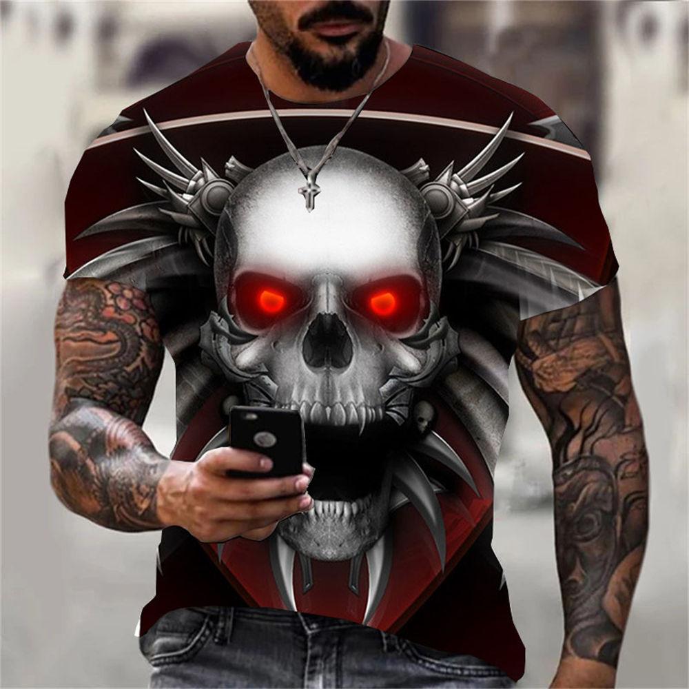 ETST 03 Heren T-shirt Zomer Mode Schedel Thema 3d Mannen Cool Street Print Tshirt Horror Series Stoere Korte Mouw Heren Grote Maat Top Tee - T-shirts L