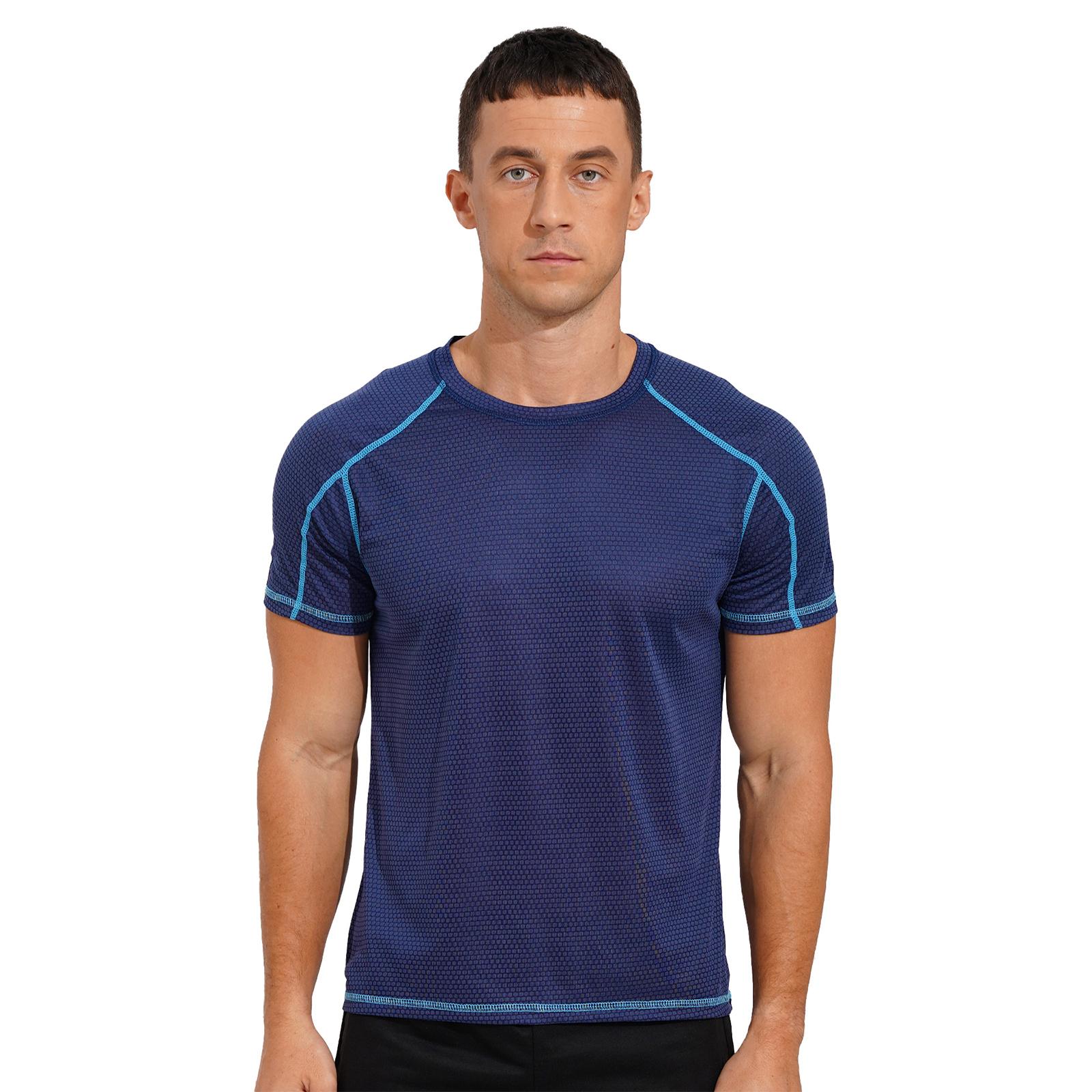 Aislor Heren zwemshirts Rash Guard T-shirt Snel drogend zwemtopje Korte mouwen Spiersport T-shirt L