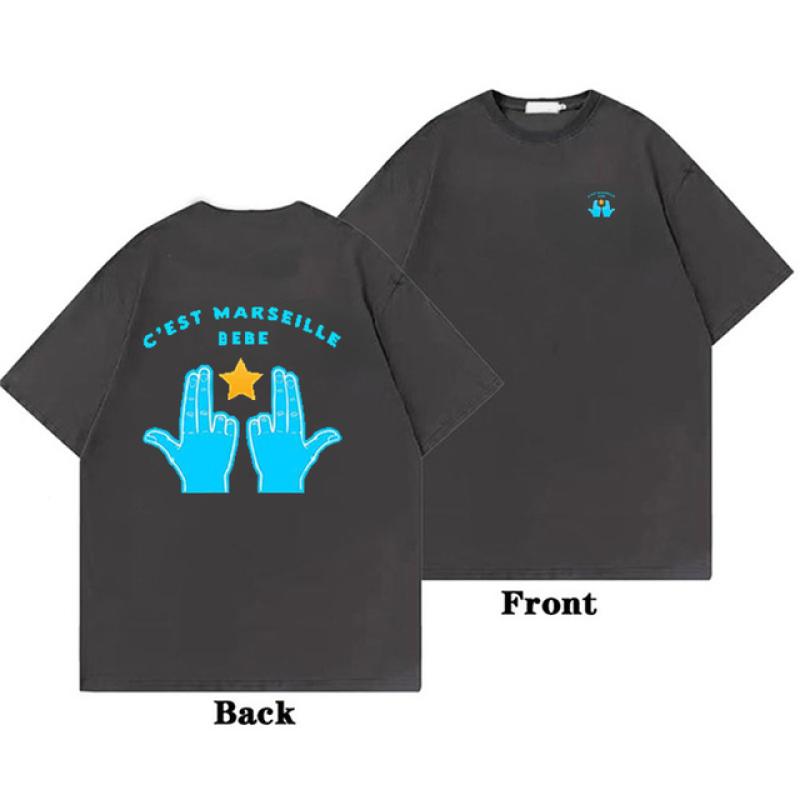 Nihao C'est marseille bébé Katoenen T-shirt Fashion Casual Back Print Essentials Nieuwe Zomer Grafische Comfy Top Zwart Unisex Heren Dames Tee XL