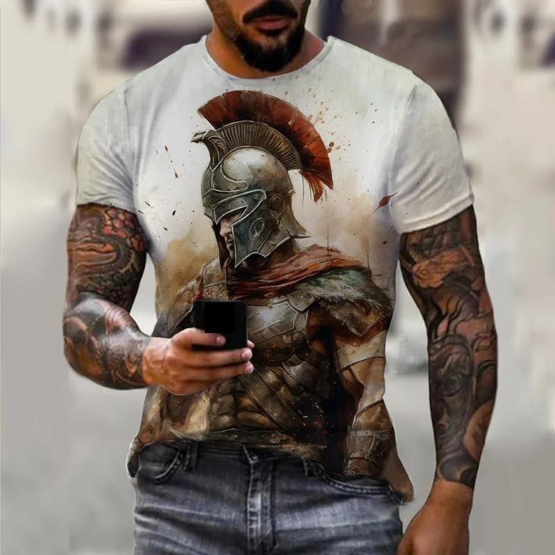 Transmission of love Vintage Spartan 3D-printen grafische T-shirts voor heren T-shirts met korte mouwen Mode oversized streetwear casual herenkleding 3XL