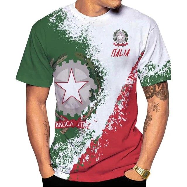 Bobby 2 Italië Vlag 3D Afdrukken T-shirt Man Zomer O-hals Korte Mouw Oversized Top Casual Tee Losse Streetwear Harajaku 5XL