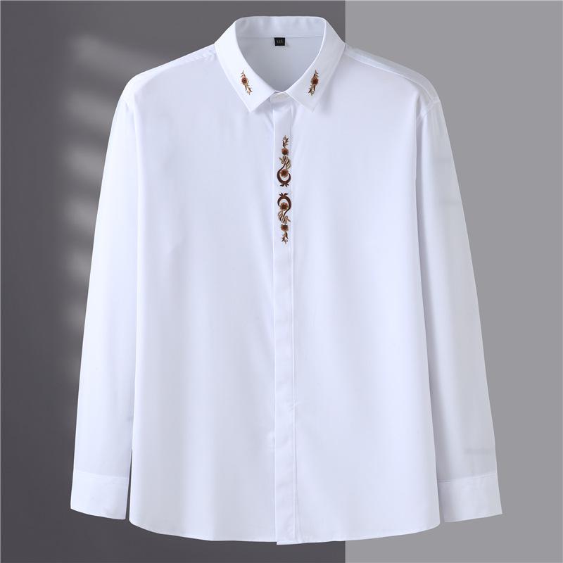 Xiaohao Mall EE Plus Size 10xl Lange Mouw Shirt Heren Plus Size Business Casual Geborduurd Shirt 10XL/225