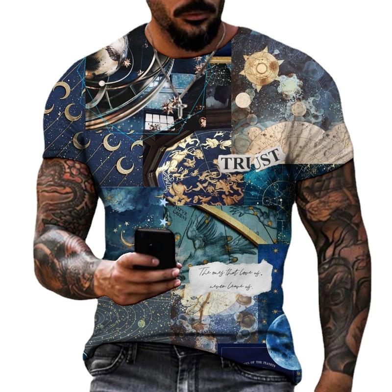 HerSight Ademende mannen zomer outfit tee 3D streetwear bedrukte t-shirt casual o hals sportwear t-shirts korte mouw losse tops S