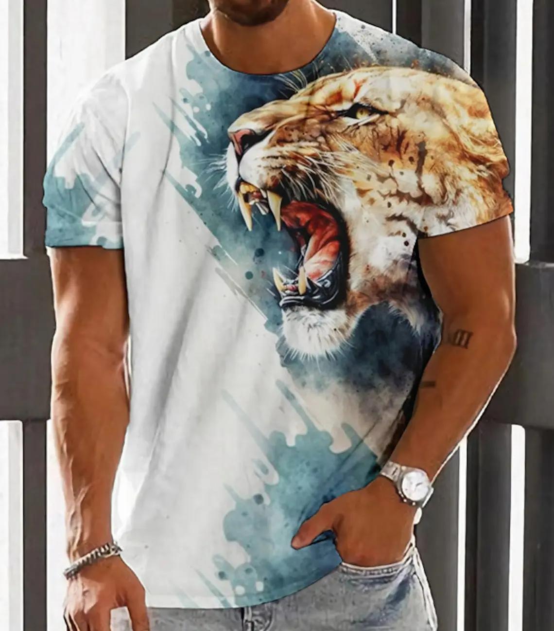 Transmission of love Heren T-shirt Voor Heren 3D Geprint Grafisch Wolf T-shirts Oversized Mode Tops Korte Mouwen Zomer Dameskleding Tees Tops XXL