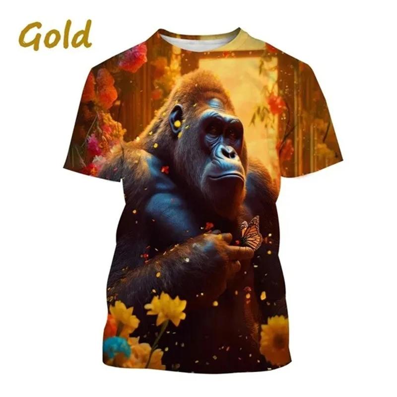 Bobby 2 Gorilla 3D-print T-shirt Dier Chimpansee Ronde hals Korte mouw King Kong-patroon Mannen Vrouwen Mode Casual Top Tees T-shirt 6XL