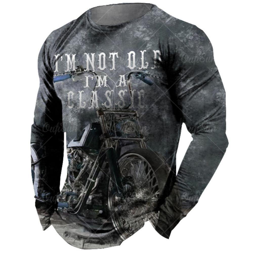 Men look 3D Clothes Vintage Heren Lange Mouw T-shirt 3d Retro Motorfiets Oversized T-shirts Voor Sweatshirt Biker Racing Top Tee Herenkleding L