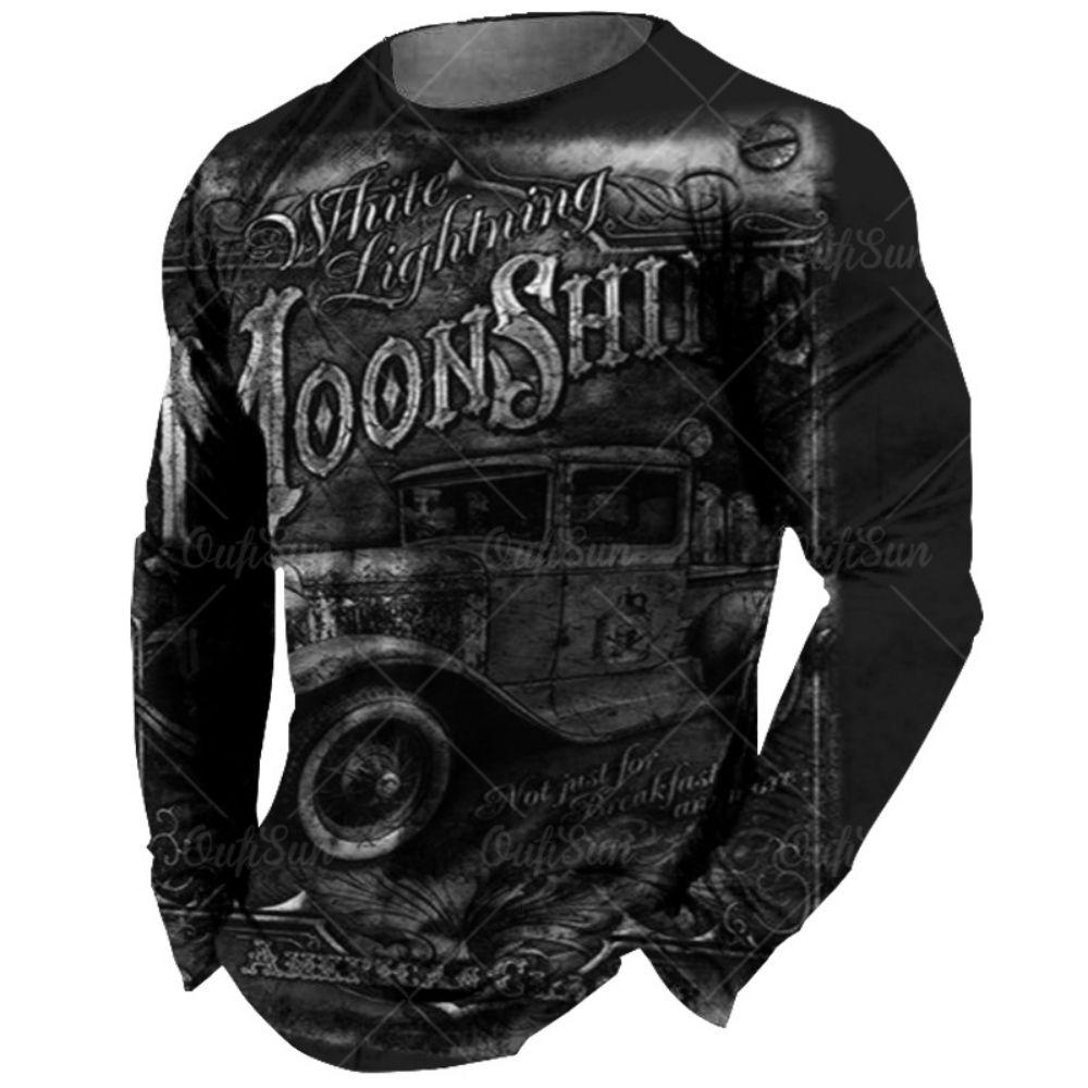 Men look 3D Clothes Vintage Heren Lange Mouw T-shirt 3d Retro Motorfiets Oversized T-shirts Voor Sweatshirt Biker Racing Top Tee Herenkleding L
