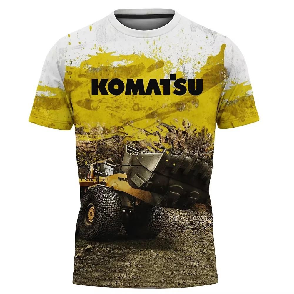 Laoxu Graafmachine Bouwmachines 3D-printen T-shirts Heren Zomer Sport Korte Mouw T-shirt Komatsu O-hals Shirt Tees Tops S