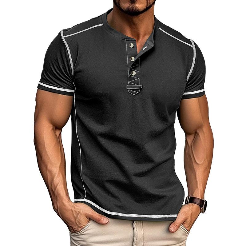 Phoca largha Men's Short Sleeve Henley Shirts Summer Button T-Shirts Casual Basic Tee Soild T-Shirts Soft Comfortable Tops Classic Athletic Fit Tee Shirt for Men S
