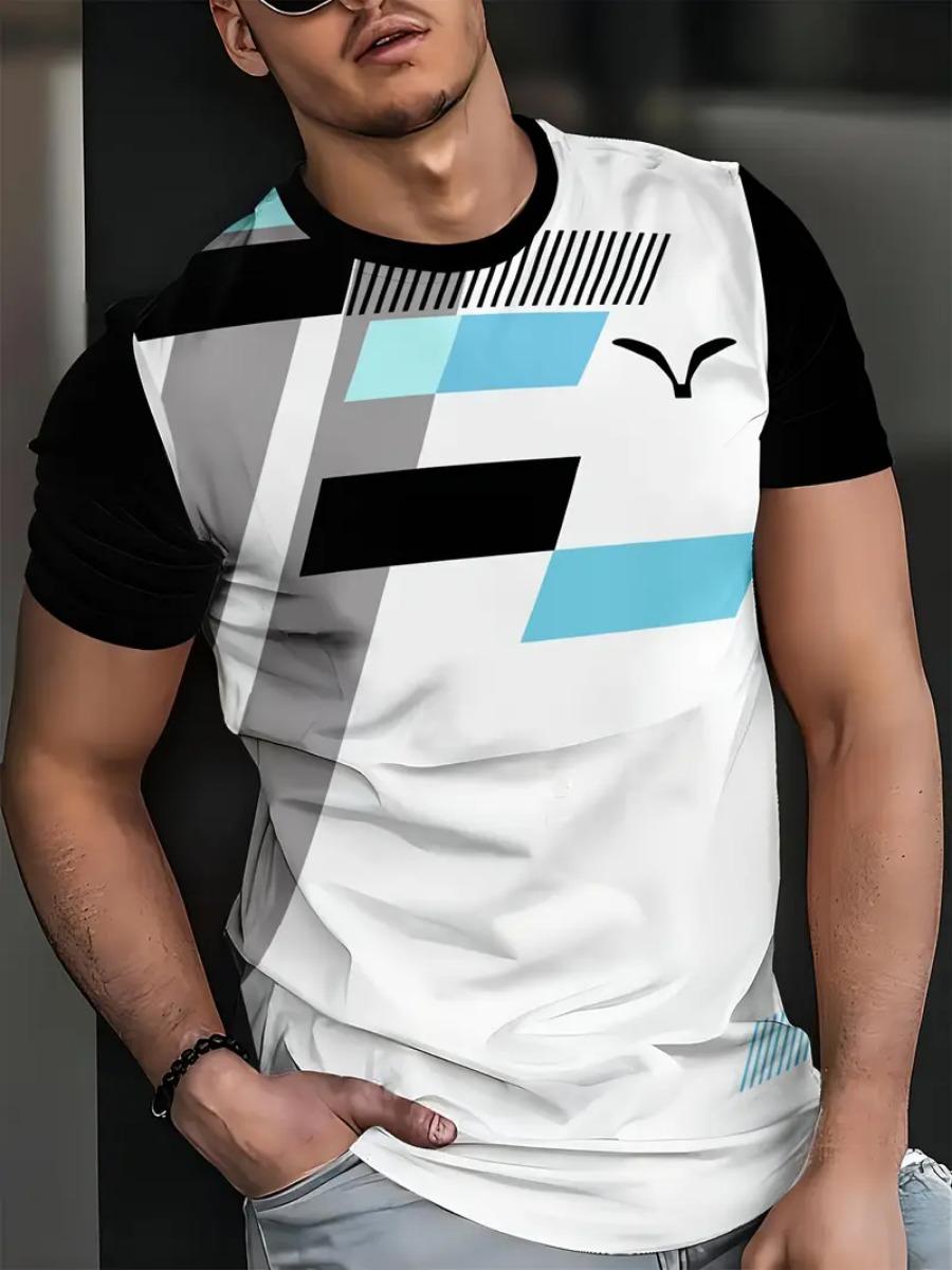 New trendy clothing Zomer Klassiek 3D Geprint Heren T-shirt Outdoor Ronde Hals Korte Mouw Top Streep Print Street Los T-shirt Mannelijk Oversized Kleding 2XL