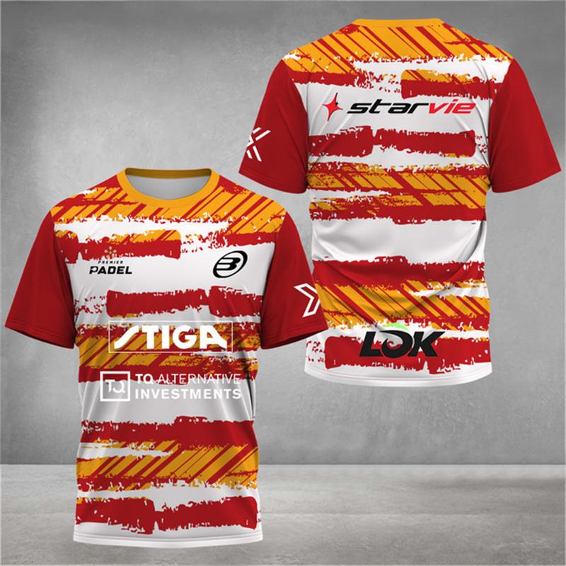 New trendy clothing Stijlvol 3D-geprint heren T-shirt Padel Jersey Ademend Snel drogend Tennis T-shirt met korte mouwen Grote maten Sportkleding Fitnesskleding XL