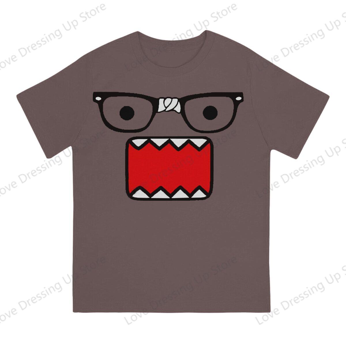 Comfortable season Domo Kun Print Funny Short Sleeved T-shirt Men Women Versatile  Couple Tops XL