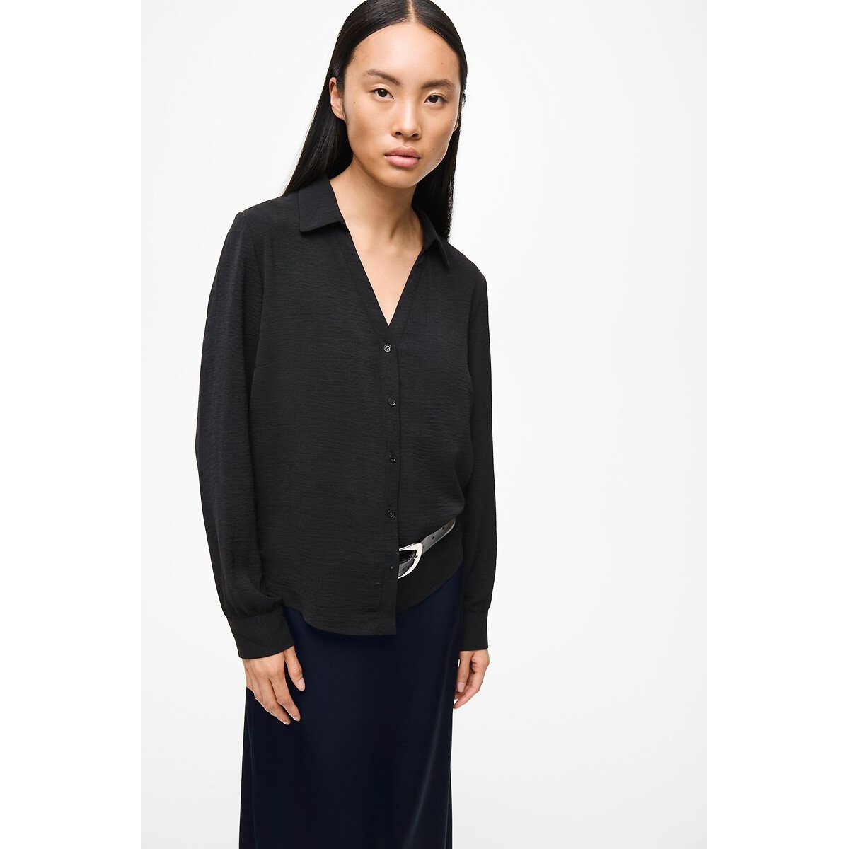 Vila Blouse met lange mouwen VIJOSA L/S V-NECK SHIRT - NOOS