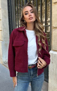 Jurkjes Teddy Bomber Jacket Met Rits Eden Burgundy