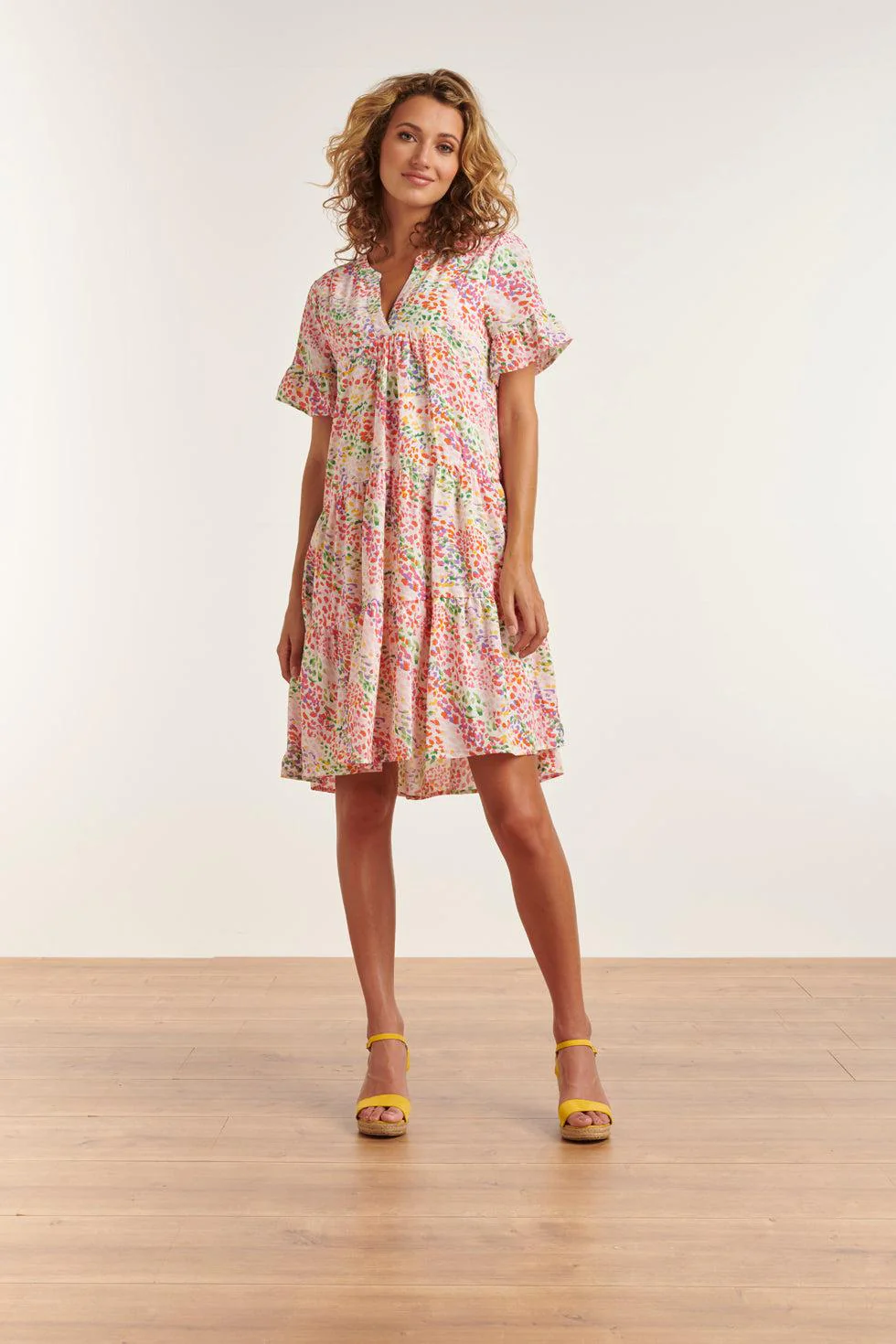 Smashed Lemon 23326 losvallende zomer jurk met grafische print |