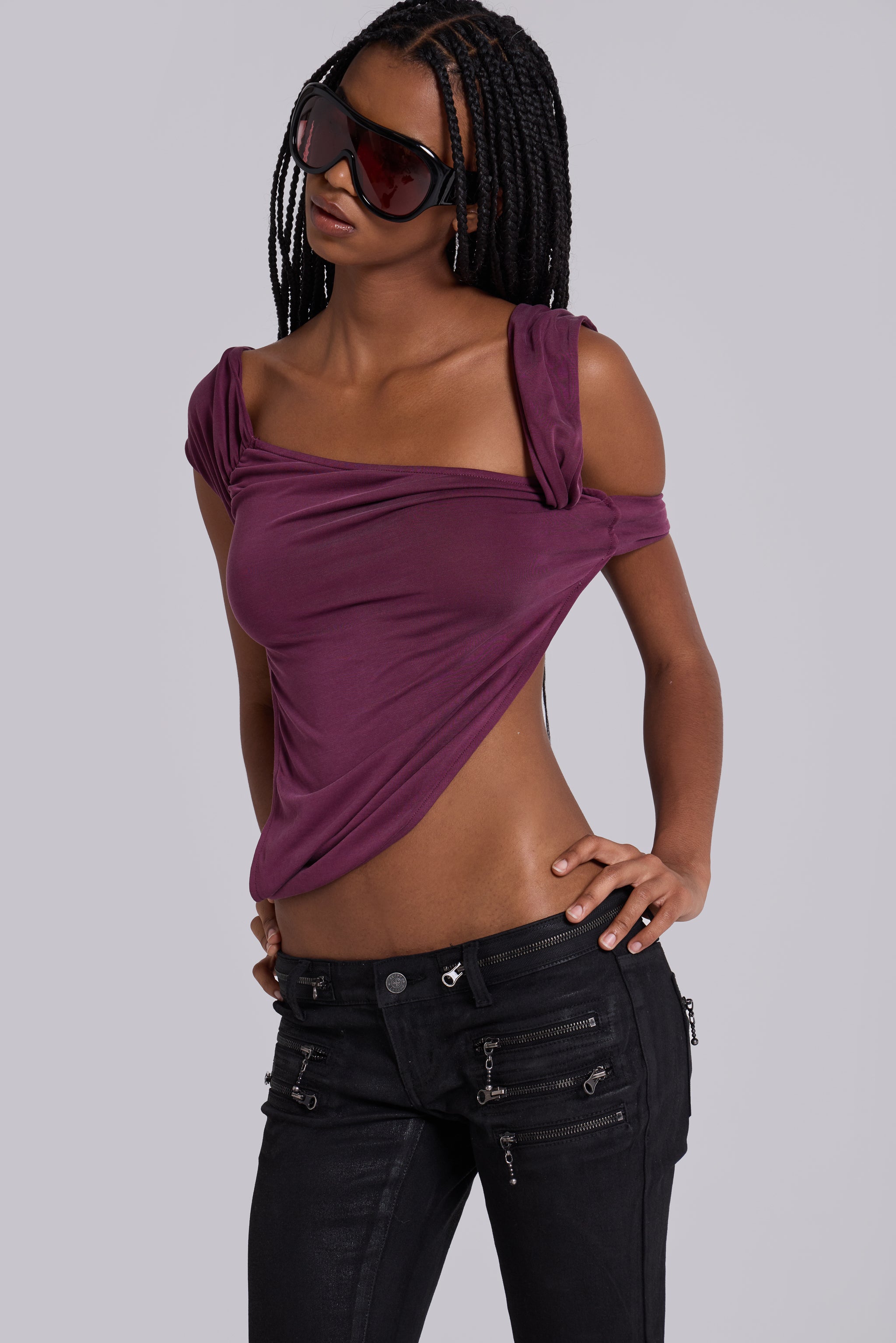 Jaded London Liana Asymmetric Drape Top