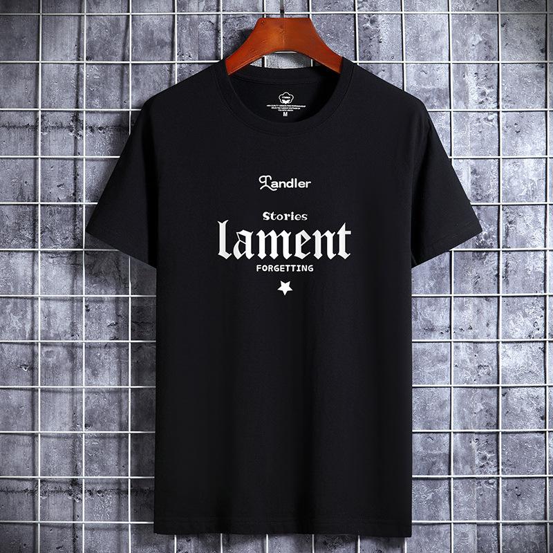 Bistrota Lament bedrukt herenmode-T-shirt van puur katoen met korte mouwen XL