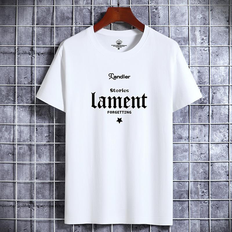 Bistrota Lament bedrukt herenmode-T-shirt van puur katoen met korte mouwen S
