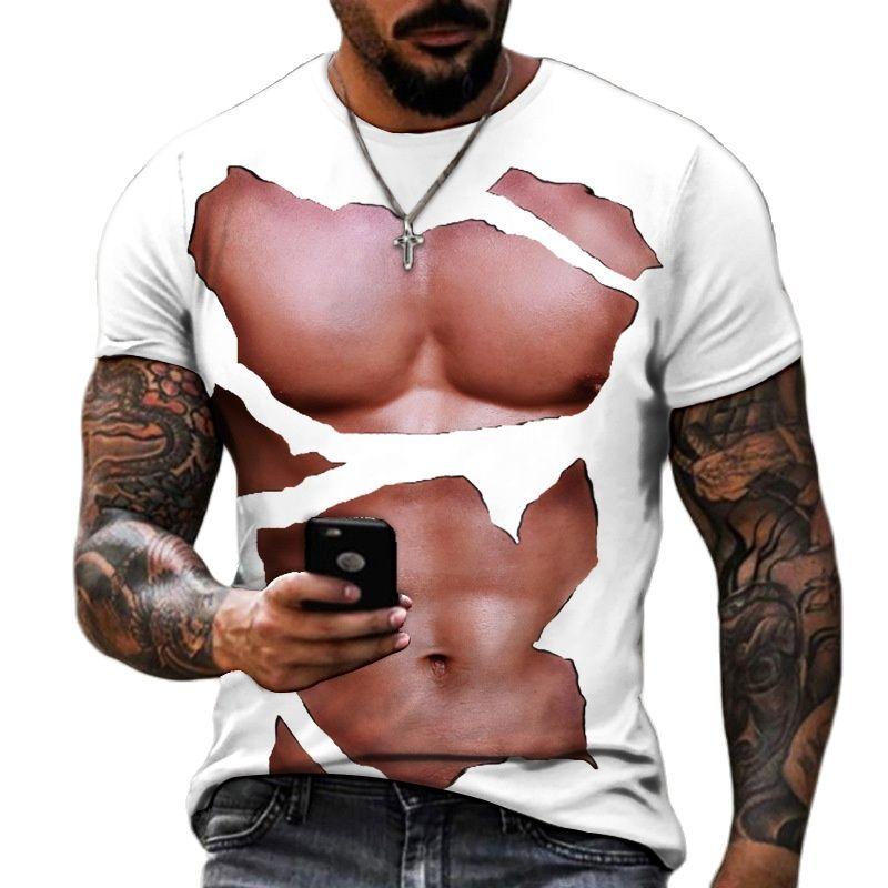 Xin nan zhuang Zomer Mode Persoonlijkheid Borst Spier Abs Grafische T-shirts Mannen Casual Hip Hop Harajuku 3D Grappig Gedrukt Korte Mouw Tees top XXL