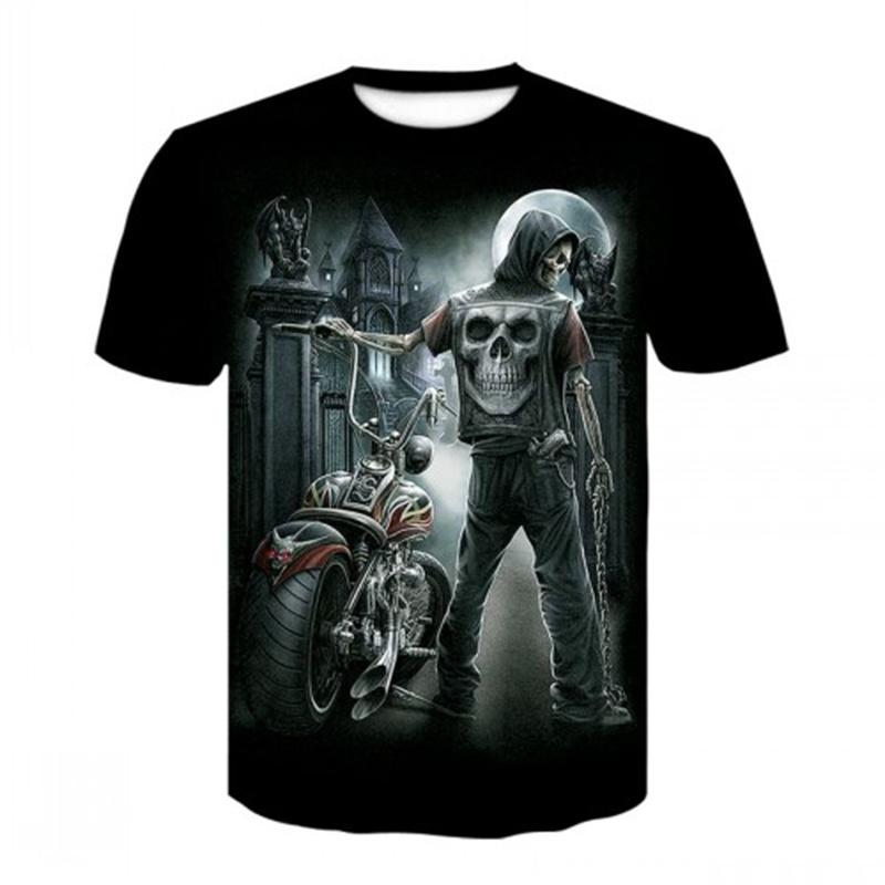Baibao QIQI 3D Heavy Metal Skull Print T-shirts Punk Rock Heren Tops Zomer Casual Party Korte Mouw Nieuwe Trend Herenmode streetwear L
