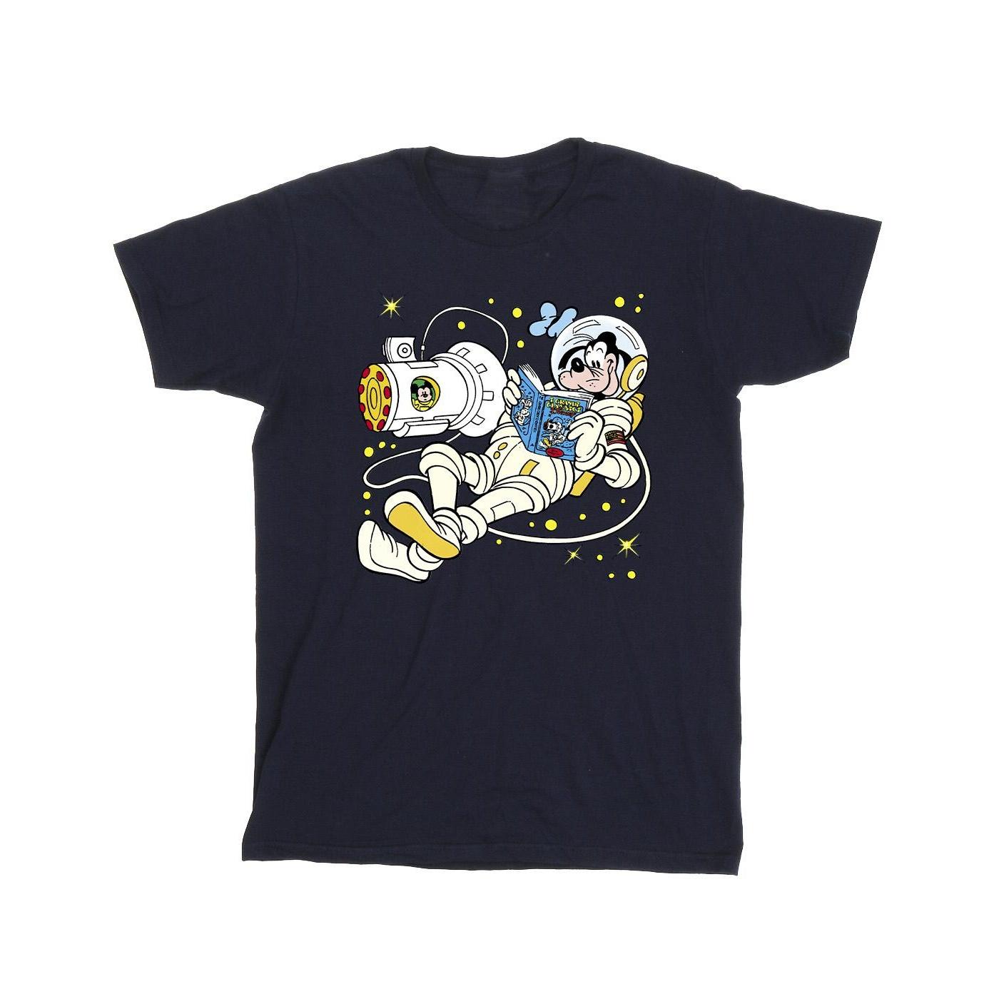 Disney Goofy Reading In Space T-shirt voor heren XXL