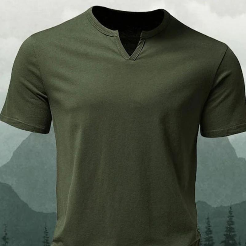 SS-Jewelry-03 Lente en zomer Casual T-shirt voor heren met V-hals XXL legergroene kleur