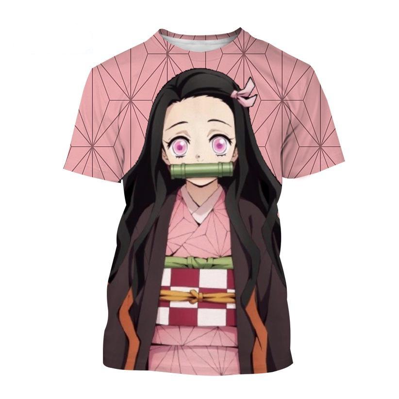 Xin nan zhuang Zomer Anime Demon Slayer Kimetsu geen Yaiba Kamado Nezuko Kochou Shinobu Cosplay 3D Print Fashion T-Shirt Cartoon Korte Mouw XS