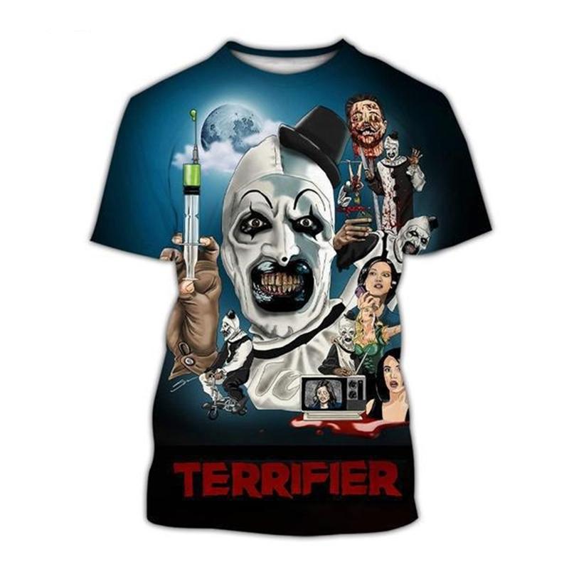 Xin nan zhuang Horrorfilm Terrifiel 3D-geprinte heren casual mode zomer thriller Halloween korte mouwen hiphop grappig cool T-shirt tops L