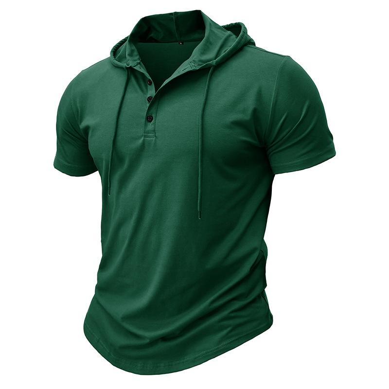 Big Thumb 2024 Zomer Gloednieuwe Heren Hood T-shirts Korte Mouw T-shirts Heren Casual Effen Kleur Tops Man Hoody voor Mannen XL groen