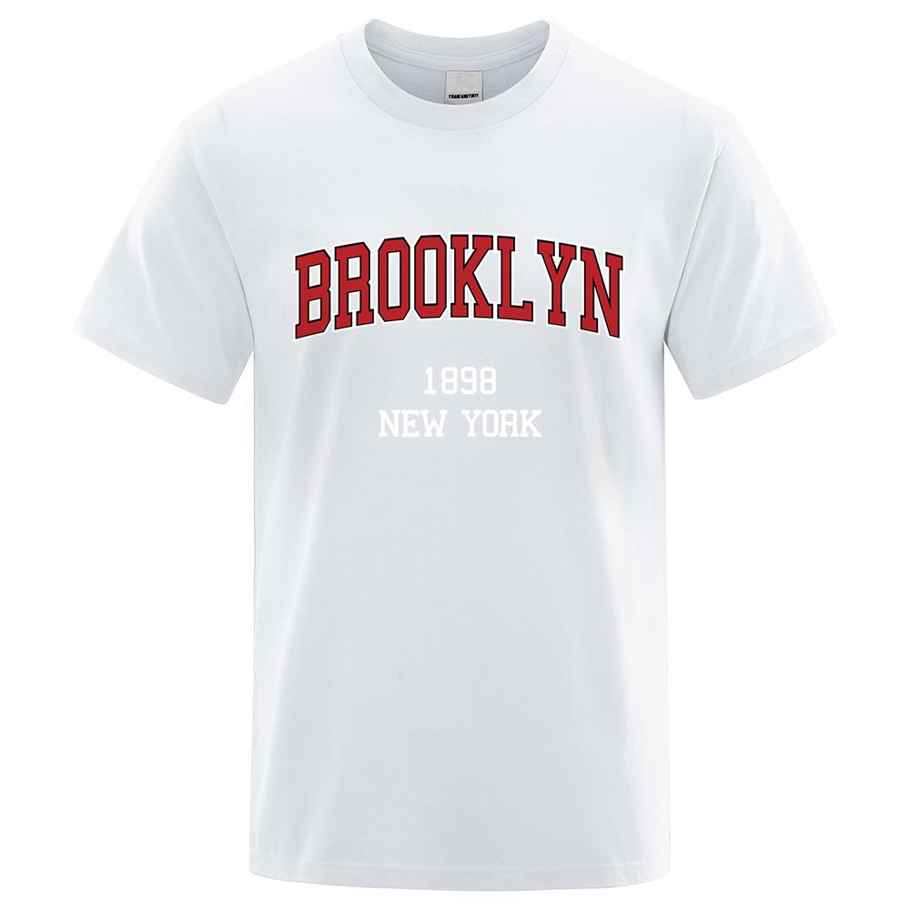 Continuously T-shirt Brooklyn 1898 New York City Letter Prints T-shirt Heren Dames Kleding T-shirts Losse Zomer T-shirt Katoen Ademend Korte Mouw M