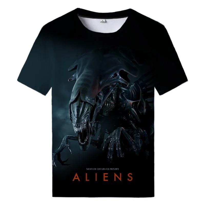 Wengy 2 Zomer Nieuwe Alien Art 3D Print T-shirt Voor Heren Kleding Dagelijks Casual T-shirt Horror Alien Film Grafische Harajuku Tops T-shirts L