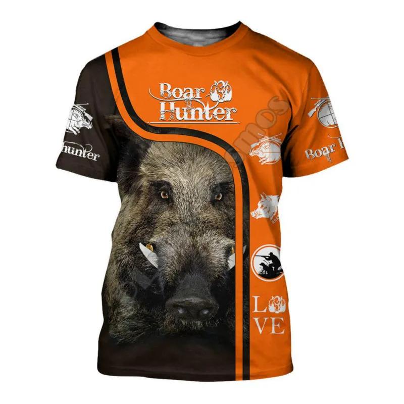 ETST 009 2024 Nieuwe Heren Dames Zomer 3D T-shirt Wild Boar Hunting Print Harajuku T-shirts Casual Viking Korte Mouw Mode Tops XS
