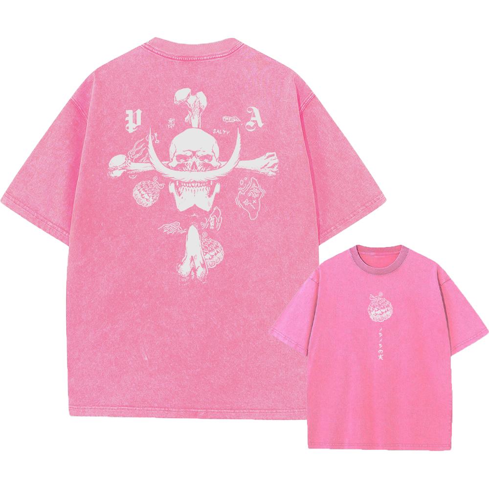 Washed T Shirt top No.1 Anime One Piece Luffy Washed T Shirt Men Printed Cotton T-Shirt Short Sleeve Tees Oversized Tops Fashion Streetwear Unisex M