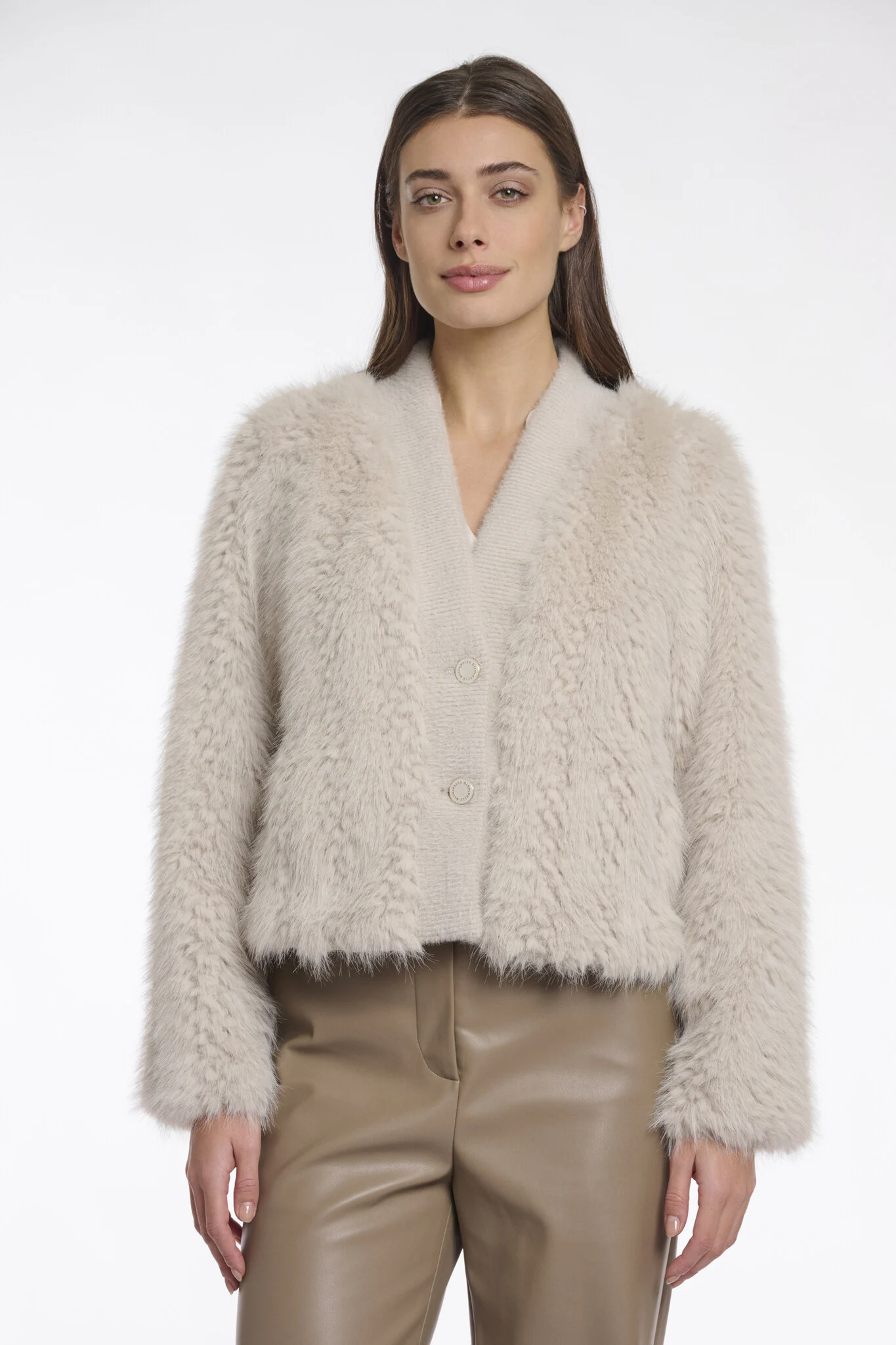 Rino & Pelle Chaimae.7002512 rino en pelle short faux fur jacket birch