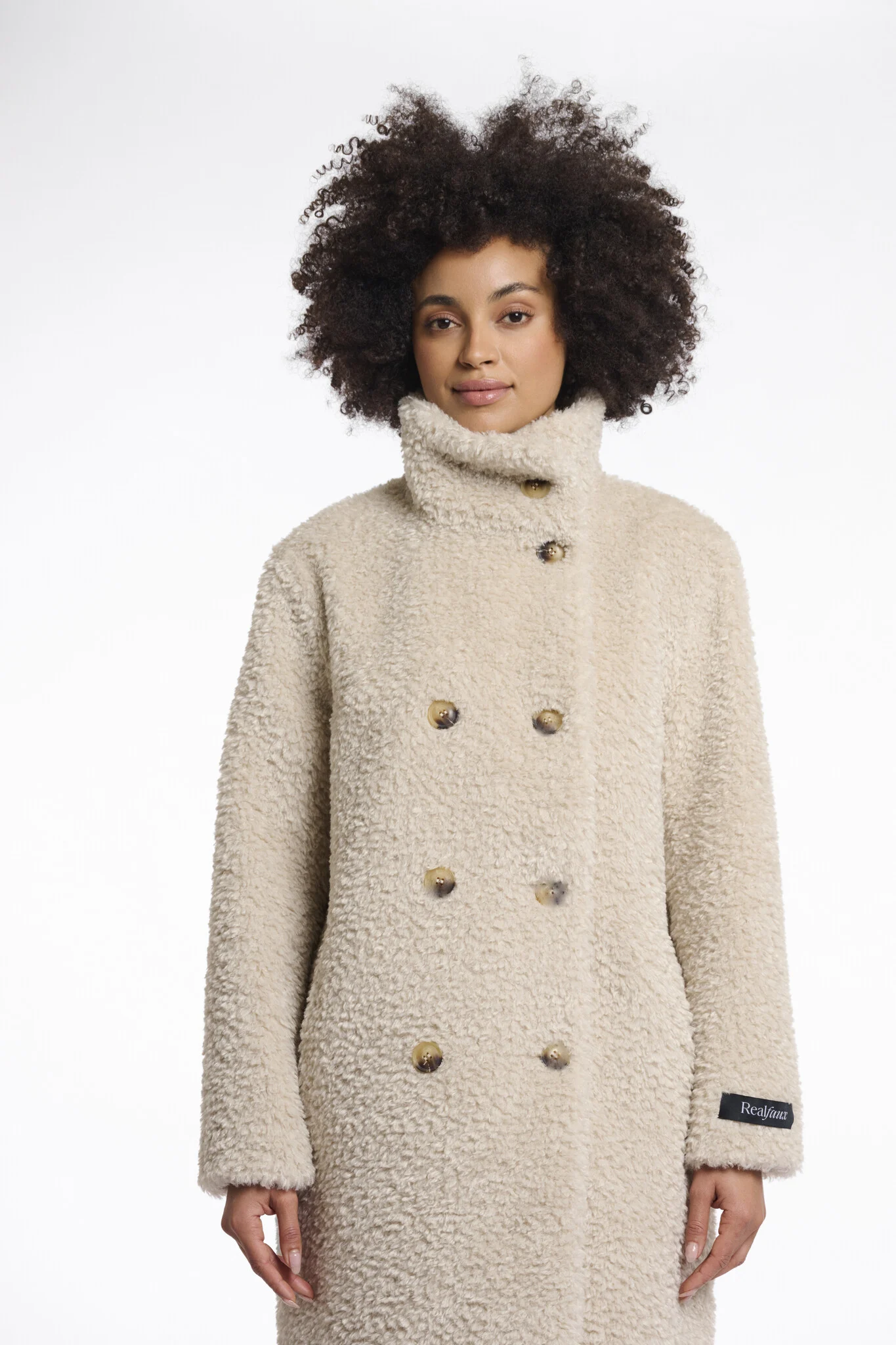 Rino & Pelle Ena.7002512 rino en pelle mid long teddy coat birch