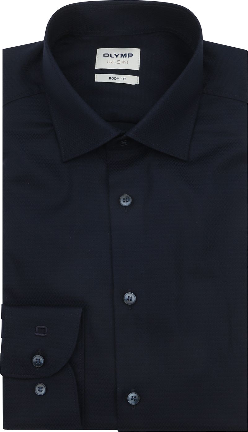 Olymp Overhemd Level 5 Navy Extra Lange Mouwen
