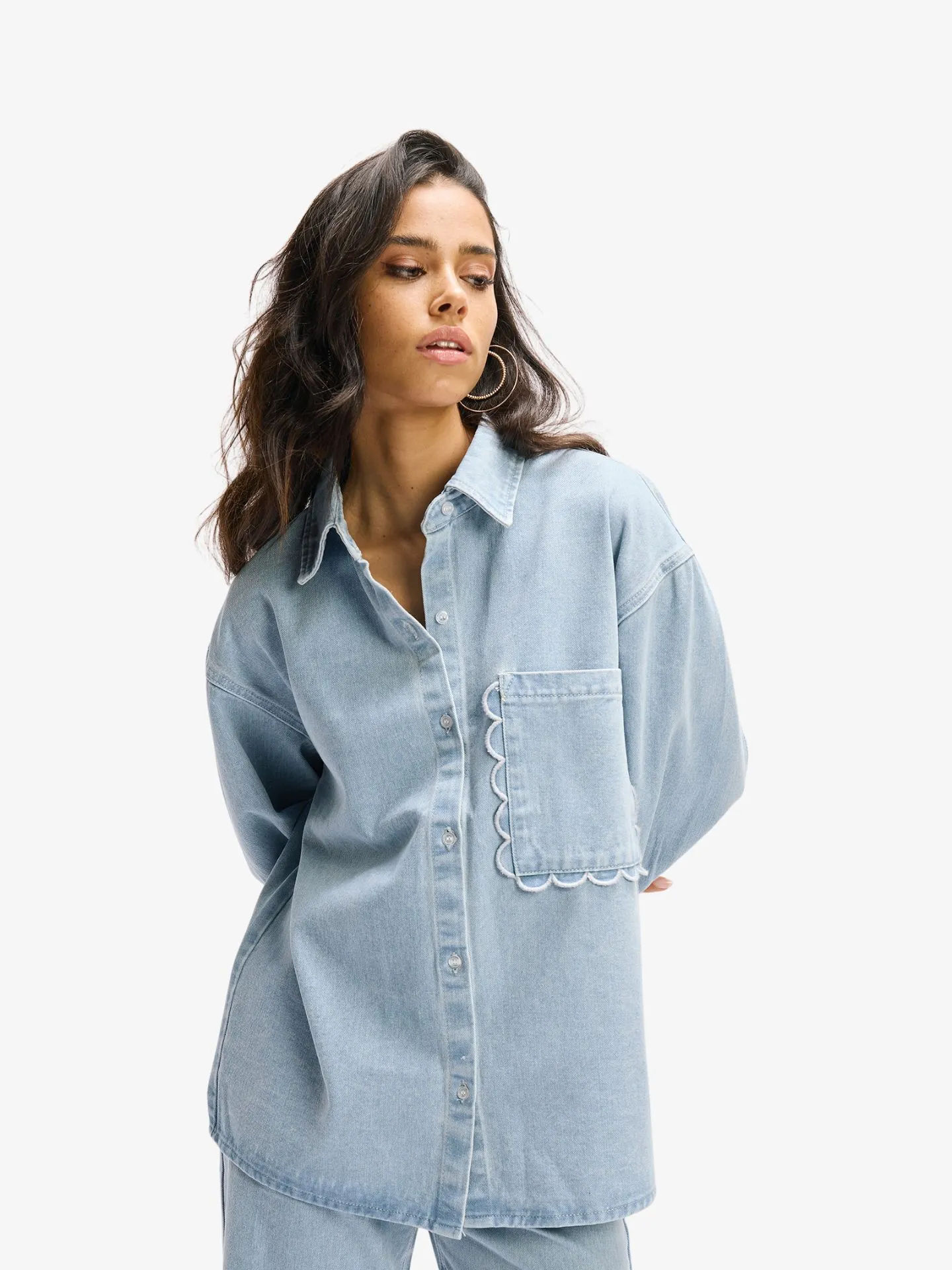 Refined Department Dames blouse jealy denim light blue
