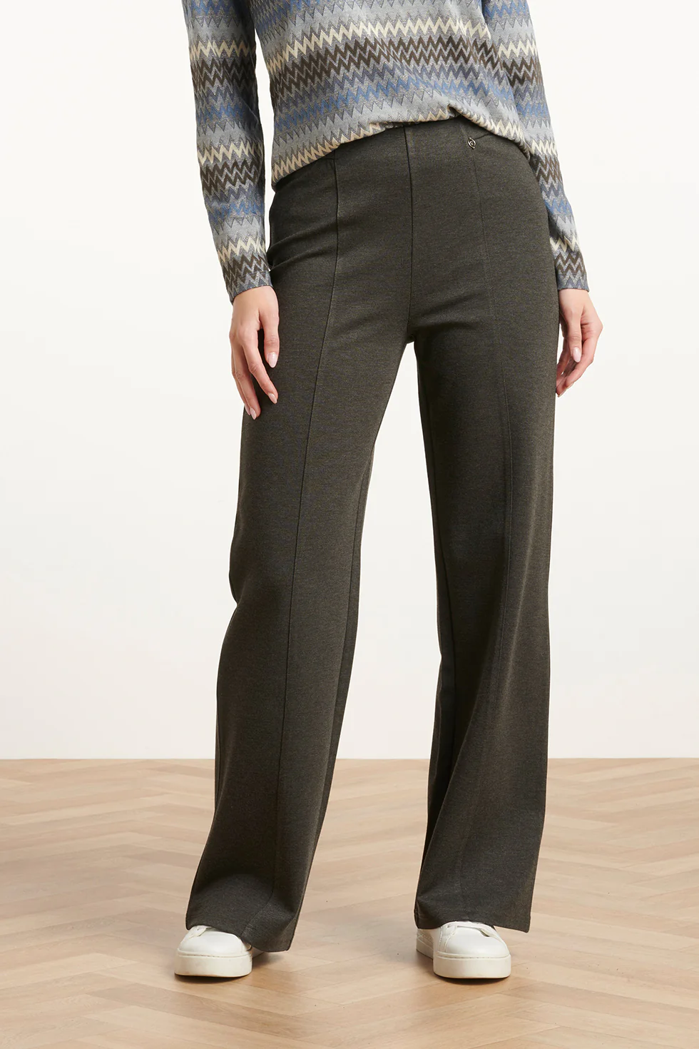 Smashed Lemon Damesstretch broek met wijde pijpen |