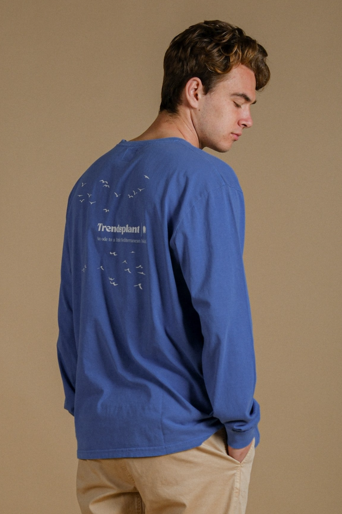 Trendsplant Herren vegan T-Shirt Ls Genovese Pigment Tidepool Blau