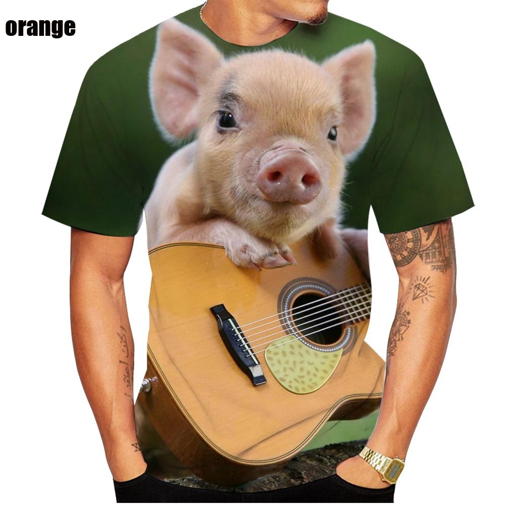 ETST 03 Populaire nieuwigheid dier varken 3D-printen T-shirt grappig varken casual zomer T-shirt XS-5XL L