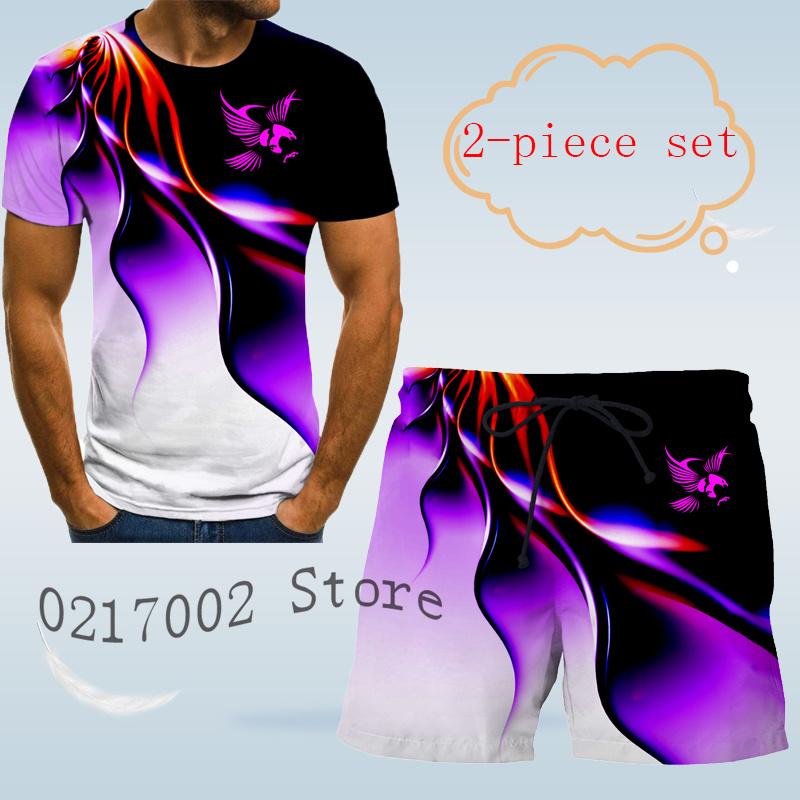 ETST WENDY 005 Herenmode Eagle print mode 3D T-shirt designer heren pak overhemd fancy Hawaiian Beach print heren shirt met korte mouwen Top L
